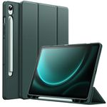 JETech Case for Samsung Galaxy Tab S9 FE 10.9-Inch with S Pen Holder, Soft TPU Tri-Fold Stand Protective Tablet Cover, Support S Pen Charging, Auto Wake/Sleep (Midnight Green)