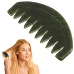 Natural Jade Scalp Massage Comb Portable Guasha Scraping Hair Comb Dredging Relaxation Handheld Jade Comb Hair Facial Massage