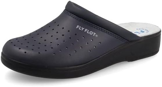 Fly Flot | Man Professional, Zoccoli Sanitari Uomo, Ciabatta con Tomaia in Pelle Forata e Sottopiede in Pelle Scamosciato, Blu, 47