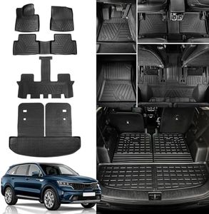 Rongtaod Floor Mats Compatible with 2021-2024 2025 Kia Sorento 6&7 Seats (not for Hybrid) Cargo Mat Cargo Liner Back Seat Cover 2023 Sorento Accessories (Trunk Mat with Backrest Mat+Floor Mats)