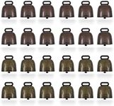 24 Pack Grazing Cow Bells, Horse Sheep Bronze Bell Noise Makers, Farm Animal Loud Copper Bell, Metal Decorative Bells for Dog Cat Christmas Tree Crafts Pet Anti-Lost (2 Colors)