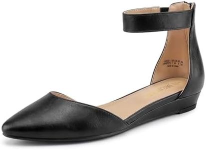 DREAM PAIRS Women's Black Pu Low Wedge Ankle Strap Flats Shoes Size 5.5 M US Amiga