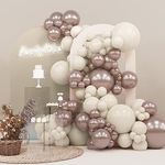 PartyWoo Retro White Balloons, 138 pcs Champagne Gold and White Sand Balloons Different Sizes Pack of 18 Inch 12 Inch 10 Inch 5 Inch for Balloon Garland Arch as Birthday Decorations, Party Decorations