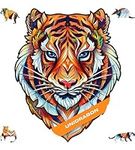 UNIDRAGON Wooden Jigsaw Puzzles - Lovely Tiger, 104 pcs, Small 7.4"x9.3", Beautiful Gift Package, Unique Shape Best Gift for Adults and Kids