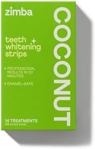 Zimba Teeth Whitening Strips Vegan Enamel Safe Hydrogen Peroxide Teeth Whitener For Coffee, Wine,Tobacco, And Other Stains, 28 Strips (14 Day Treatment), Coconut 28 Count (Pack Of 1) Coconut Flavor