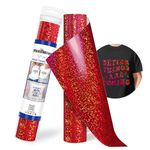 TECKWRAP Holographic Heat Transfer Vinyl Roll 12" x 5ft Sparkle Glitter Red HTV for DIY Clothing,T-Shirts,Fabric Metallic Iron on Vinyl Compatible with Heat Press Craft Cutters