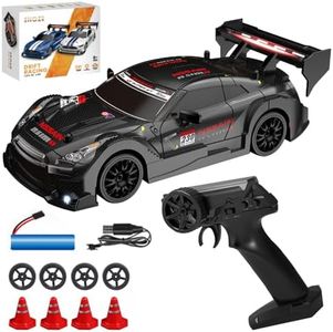 DAJASD RC Drift Car, 1:24 2.4Ghz Remote Control Car with Cool Lighting & 2 Batteries 50 Mins Play Time, 30km/h High Speed 4WD Racing RC Drifting Cars, Radio Controlled Cars Toys Gifts for Kids Adults