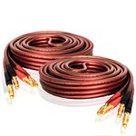 LONPOO Pure Copper Speaker Cable with Gold Plated Banana Connectors 14AWG 6ft (2 Meter) Pair