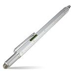 Stylus Pen, BoxWave® [Universal EverTouch Builder Stylus] Fiber Tip Stylus - Built in Level, Ballpoint, Rule for Smartphones and Tablets - Metallic Silver