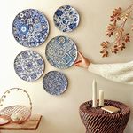 RITUALISTIC Metal Portuguese Wall Plates (Blue Color) Set Of 5 | Wall Arts For Home Decoration, Living Room, Bedroom, Office Decor, Cafe, Restaurant