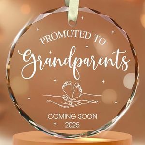 BSQUIELE Grandparents Gifts - First Time Grandparents Gifts - Grandpa Grandma 2025 Ornament - Baby Pregnancy Announcement Gifts for Grandparents - Promoted To Grandparents Grandpa Grandma Ornament