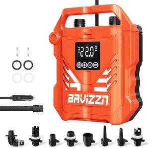 BAVIZZN 22PSI Paddle Board Pump Electric, 12V DC Car Powered SUP Pump with Dual Stage Inflation, Portable Air Pump for Inflatable Paddleboards, Boats, Mattresses & Water Sports Inflatables