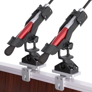 Fishing Rod Holders for Boat, Fishing Boat Rod Holder with Square Rail Mount Track Mount, 360 Degree Adjustable Fishing Pole Holders Fishing Rod Rack 2Pack