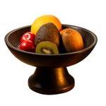 SEMPYIX Wood Fruit Bowl,Decorative Pedestal Bowl,Black Bowl for Centre Table Decor,Wooden Fruit Bowl for Kitchen Farmhouse Showpiece,Dry Fruit Bowl|Snacks Bowl Bowl for Kitchen Accessory (9 inch)