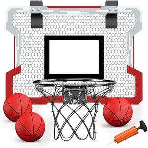 HYES Mini Basketball Hoop Indoor, Door Basketball Hoop with 3 Balls & Inflator, Basketball Toy Gifts for Kids Boys Girls Teens Adults, Suit for Bedroom/Office/Outdoor/Pool