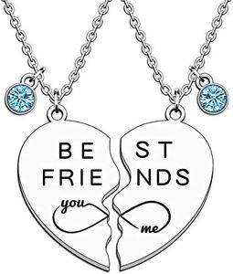 JMIMO 2 Pcs Necklace for Best Friend Stainless Steel Pendant Friendship Jewellery for Women Graduation Birthday Christmas, Stainless Steel