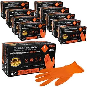 Dura-Gold Duratection 8 Mil Orange Super Duty Diamond Textured Nitrile Disposable Gloves, 10 Boxes of 100, XX-Large - Latex Free, Powder Free, Food Safe, Safety Protection Work Gloves, Industrial