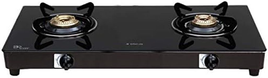 Elica Vetro Glass Top 2 Burner Gas Stove (662 Ct Vetro Blk) - Manual Ignition, Black
