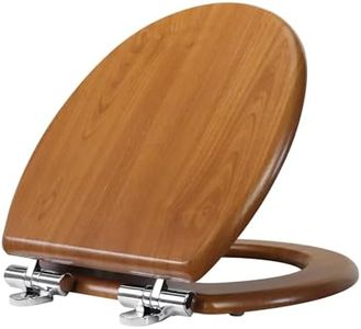 Fanmitrk Wooden Toilet Seat, Soft Close Toilet Seat Wood 18mm Thickened with Adjustable Strong Zinc Alloy Hinges,Comfortable, Durable, Easy to Clean and Install (MF-MDF2009)