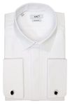 Xact Men's Formal Tuxedo/Dress Shirt with Double Cuff and Cuff Links (White - Standard Collar - Pleated Fly Front) 15"