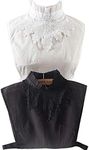 YEKEYI 2Pcs Lady Shirt False Collar Lace Half Shirt Detachable False Faux Collar Cuff Cotton Choker Tie