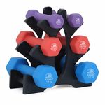 KAKSS Supreme Quality Neoprene Dumbbell With Stand 6Kg(0.5kg+1kg+1.5kg N Pair)