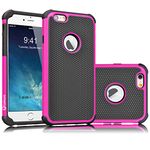 iPhone 6S Case, Tekcoo(TM) [Tmajor Series] iPhone 6 / 6S (4.7 INCH) Case Shock Absorbing Hybrid Best Impact Defender Rugged Slim Cover Shell w/Plastic Outer & Rubber Silicone Inner [Hot Pink/Black]