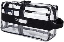 Rough Enough Clear Toiletry Bag Makeup Organizer for Traveling Women Men Travel Size Toiletries Cosmetic Shaving Kit with Handle Large