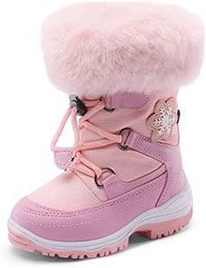 DREAM PAIRS Girls Toddler Snow Boots Slip Resistant Faux Fur Lined Mid Calf Little Kids Winter Shoes,Size 6 Toddler,Pink,SDSB2221K