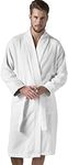 SEYANTE Turkish Cotton Terry Men's Bathrobe - Kimono Cotton Terry Cloth Robe - Long, Textured, Rice Weave Trim Bathrobe (Large, White/Kimono)