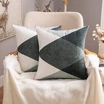 MIULEE Pack of 2 Geometric Suedette Cushion Covers Decorative Square Throw Pillow Case Luxury Pillowcases for Couch Livingroom Sofa Bed with Invisible Zipper 45 cm x 45 cm 18 x18 Inch Grey Green