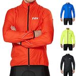 Fdx Men’s Cycling Jacket - Waterproof Lightweight Breathable Cycle Rain Tops - High Visibility Full Sleeves Taped Seams Reflective Jersey - Windproof Coat for Riding, Running, Bike Racing (Red Medium)