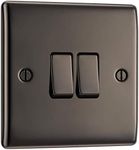 BG Electrical Double Light Switch, Black Nickel, 2-Way, 10AX