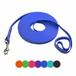 Dog Training Leash,Easy to Clean Waterproof Long Dog Leash, Heavy Duty Recall Dog Long Lead 6ft 10ft 15ft 30ft 50ft for Hiking,Yard, Beach and Swimming(Blue, 50FT)