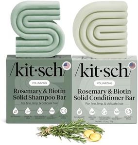 Kitsch Rosemary & Biotin Shampoo and Conditioner Bar Set for Thinning Hair - 2pc Volume Shampoo Bar & Conditioner Bar for Men and Women, Hair Thickening & Regrowth Combo, Paraben Free