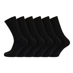 6 Pairs Circulatory Diabetic Socks Men | Premium Quality Socks With Extra Stretch | Gentle Grip Socks | Non Elastic Calf For Swollen Feet & Legs | One Size 6-11 UK (Black Diabetic 6 Pairs)