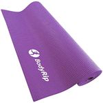 BodyRip 6mm Purple Yoga Mats | With-Strap, PVC, Non-Absorbent | Home Gym, Fitness Exercise, Pilates, Aerobic, Workout, Gymnastics