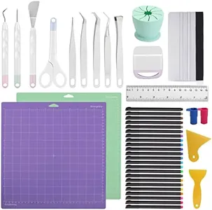 Zghncslong Accessories Bundle for Cricut Machine Maker, 43 pcs All in one Tool Kit Compatible for Cricut Machine, Cricut Maker Weeding Tool, Colored Pencil, Cutting Mat, Scraper, Ruler, Pen Adapter