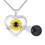 SNZM Necklaces for Women- S925 Sterling Silver Sunflower Pendant Love Heart Necklace Jewelry Gifts with 5A Cubic Zirconia Dainty Jewelry Birthday Christmas Day Gifts for Daughter/Wife/Mum/Daughter