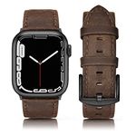 SWEES Leather Bands Compatible with Apple Watch Bands 41mm 40mm 38mm Men Women, Vintage Genuine Leather Wristband Replacement Band Compatible for iWatch Series 8 7 6 5 4 3 2 1 SE Sports Retro Brown