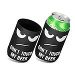 kwmobile Set of 2 Neoprene Can Coolers Compatible with 330ml / 355ml Can - Don't Touch My Beer White/Black