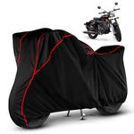 Heavy Duty Waterproof Bike Cover for Royal Enfield Classic 350 | All Weather Protection from Rain, Dust, Sun & Scratches | Universal Fit for All Bike & Scooty | Black Red Piping | Classic 350 Cover