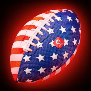 QPAU Glow in The Dark Football, Light Up Youth Football with Pump & Batteries, Outdoor Toys & Games for Boys Girls, Beach Ball Sports Gift for for Kids Ages（1 Pack，9 Inches）