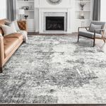 DMOYEST Living Room Area Rugs - 9x12 Abstract Large Soft Indoor Washable Rug Neutral Modern Low Pile Carpet for Bedroom Dining Room Farmhouse Home Office - Grey