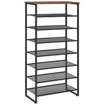 HOOBRO 8-Tier Shoe Rack, Tall Shoe Shelf, Shoe Organizer Rack for 21-28 Pairs of Shoes, Detachable Metal Mesh, Narrow Shoe Stand for Hallway, Living Room, Sturdy, Industrial, Rustic Brown EBF68XJ01