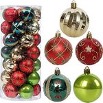 CJWLKJ 30pcs Colored Christmas Balls Ornaments for Xmas Tree Shatterproof Christmas Tree Hanging Balls Decoration for Holiday Party Wedding Decoration Set with Hang Rope 2.36"(Rainbow, 60mm)