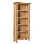 RoselandFurniture London Oak Slim Bookcase Tall Narrow Solid Wood Bookshelf with 5 Display Shelves for Living Room or Office