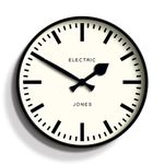 Jones Clocks® Tiger wall clock | Modern round station clock | 30cm | Black | Cool designer look for kitchen, living room or office