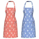 Kitchen Cooking Apron with Gift Box Pack, Adjustable Chef Bib Aprons in Large Size with Pockets for Women/Men, 100% Cotton Arts & Crafts Apron for Restaurant, Cafe, Shop (2pcs for Couples)