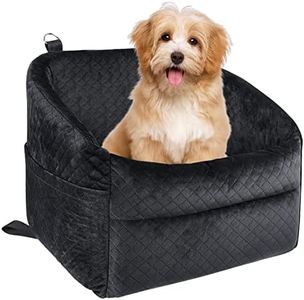 GL GLENSLAVE Hunde Autositz für kleine Hunde, Upgrade Booster Hunde Autositz, abnehmbare und waschbare Haustier Autositze mit Dicker Kissen-Sicherheitsleine und Aufbewahrungstaschen (Schwarz)
